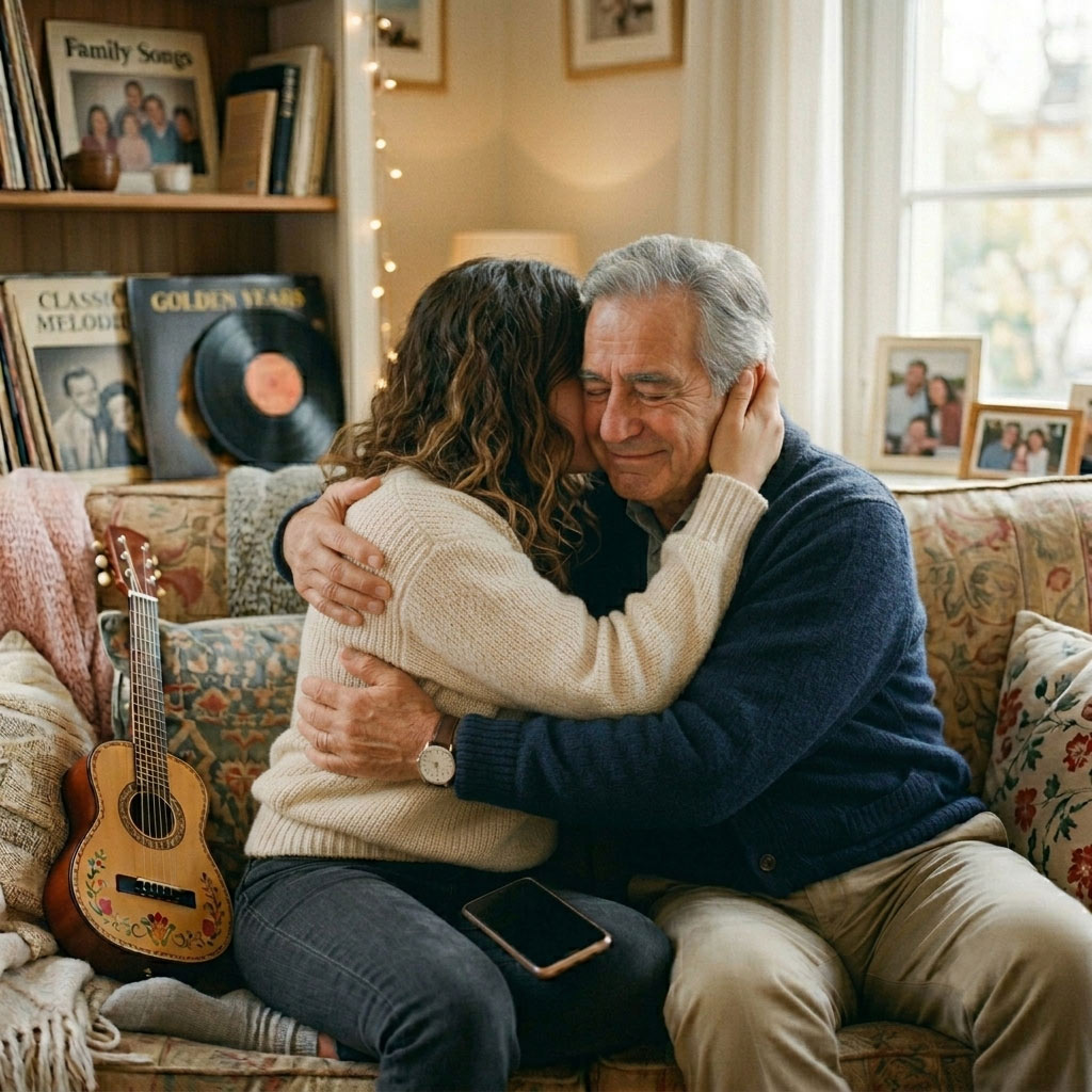 Grandfather and granddaughter emotional personalized gift moment