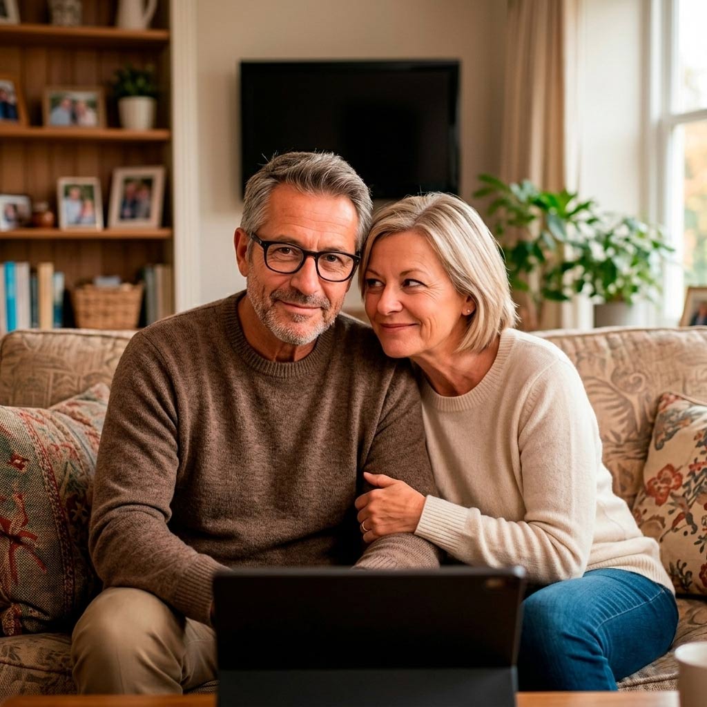 Couple experiencing personalized memory video
