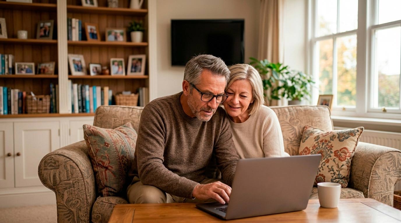 Couple ordering personalized gift