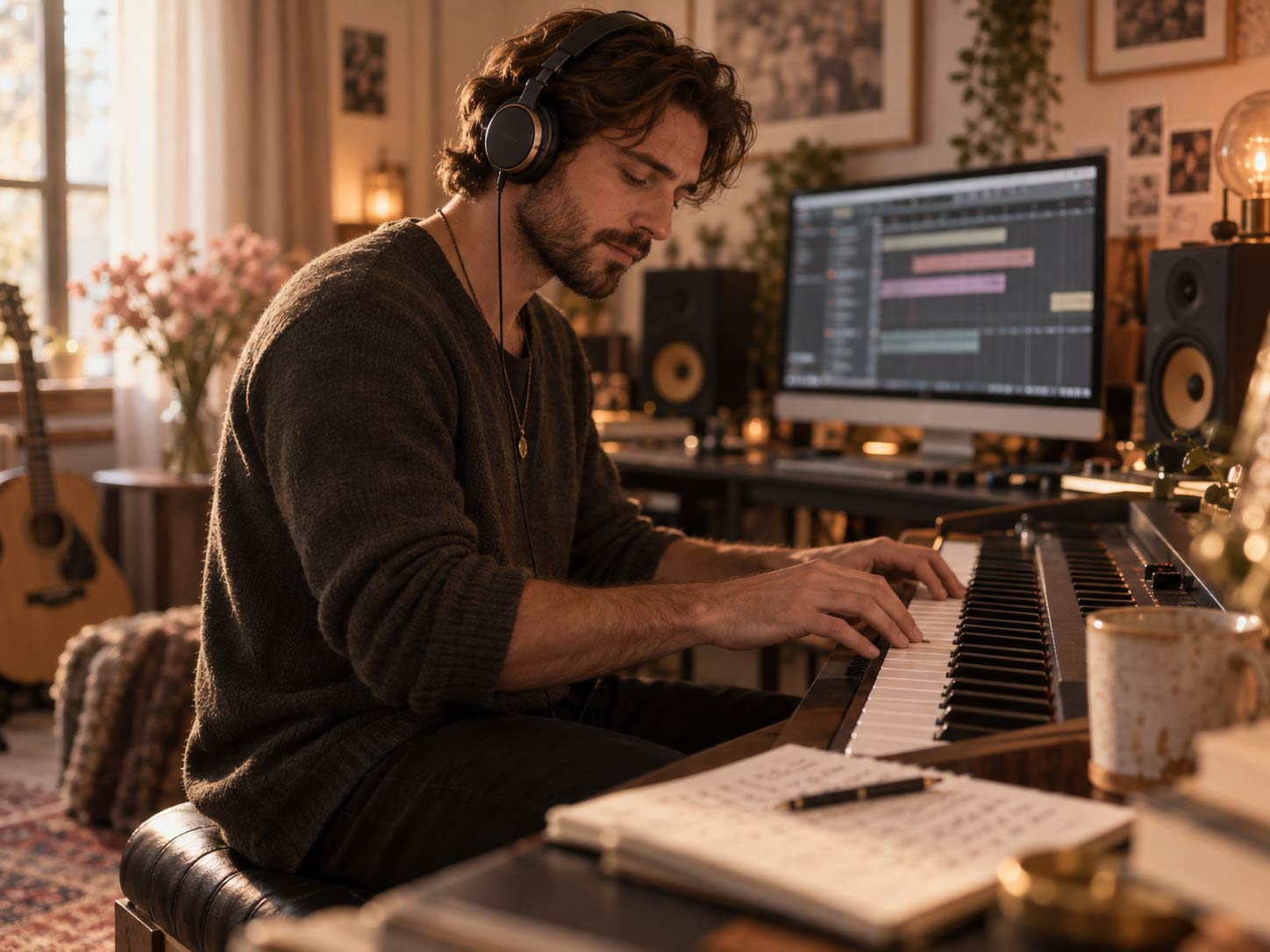 Musician producing a personalized song